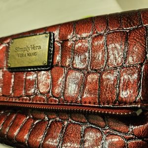 Simply Vera Wang Crocodile Print Embossed Fold over Clutch